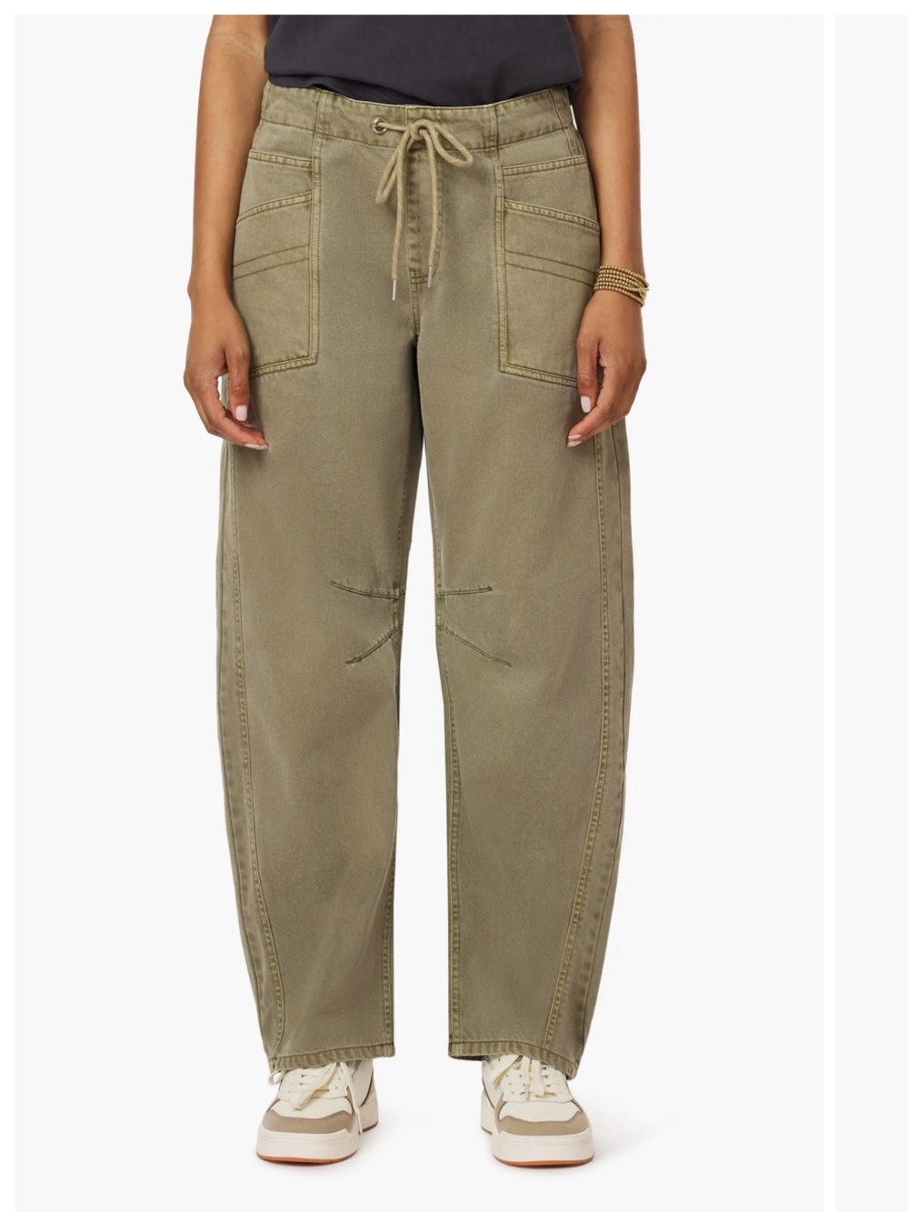 Scotch & Soda Olive The Arc Drawstring Wide-Leg barrel Utility Pants 4/27